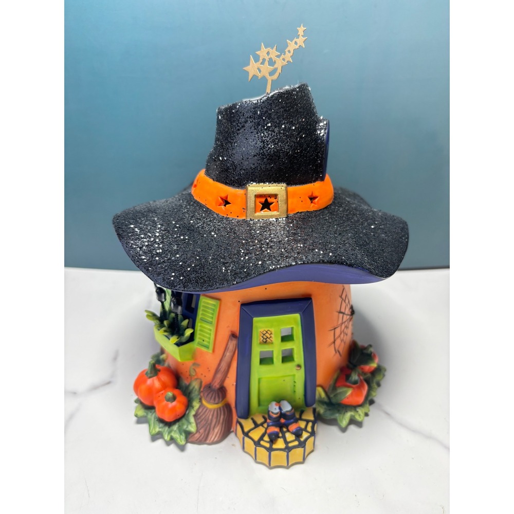 PartyLite Halloween Witches Hat Tea Light Holder Spinning Star Votive P7329